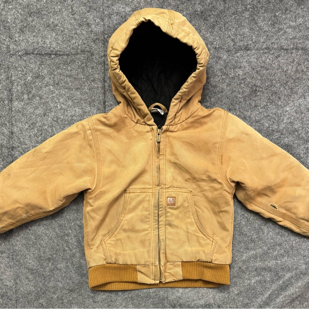 Carhartt Tan Coat Lined Size 4T Toddler Canvas Jacket